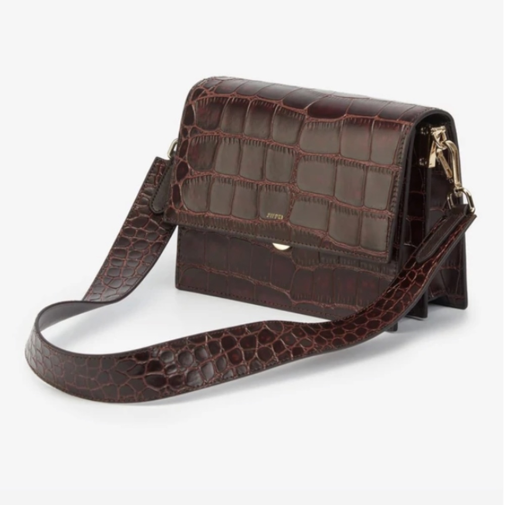 JW PEI Crossbody Bag - Mini Flap Bag - Brown/Burgundy Croc